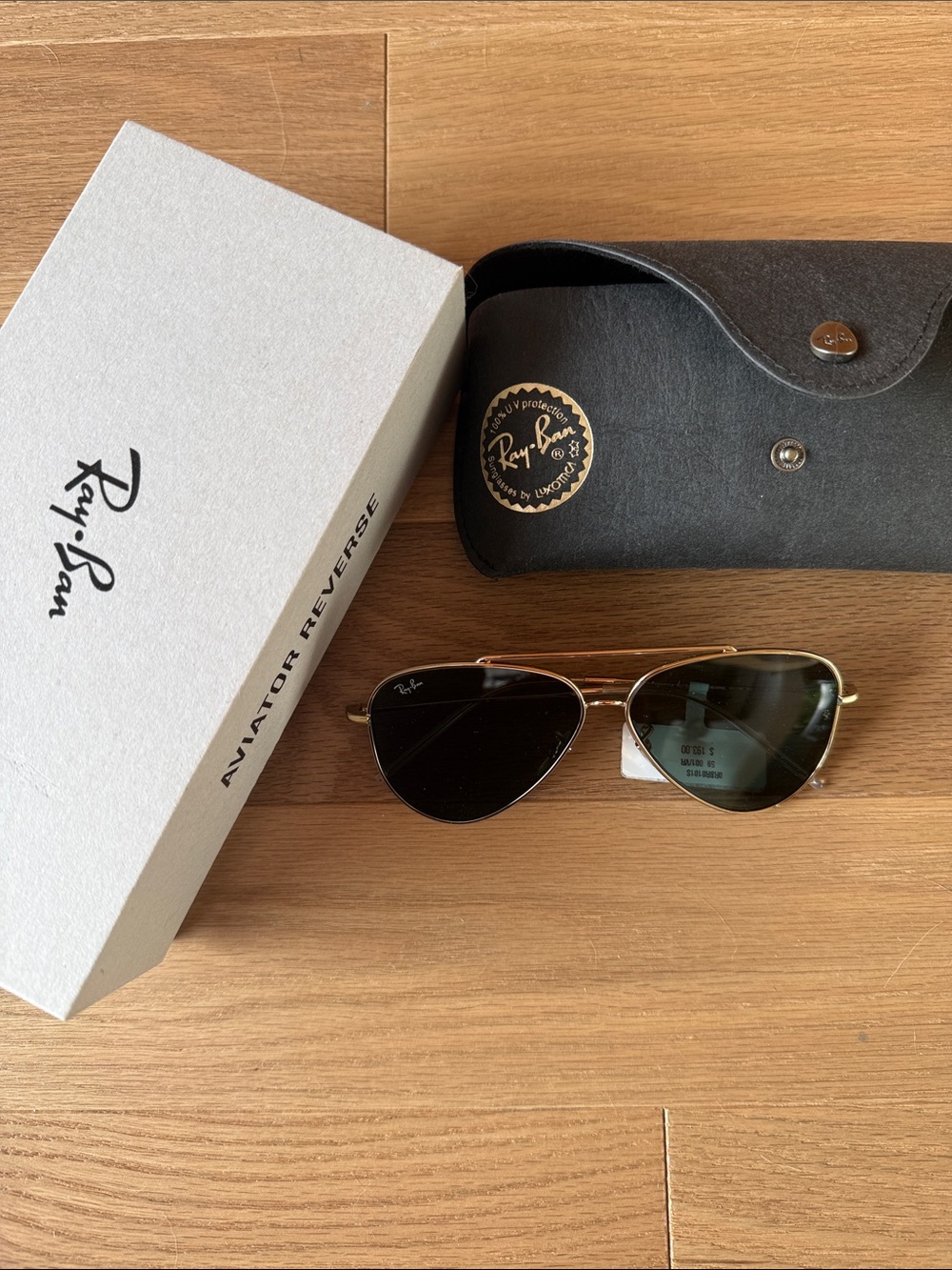 Ray-Ban Men’s Gold Frame Sunglasses with Black Lenses
